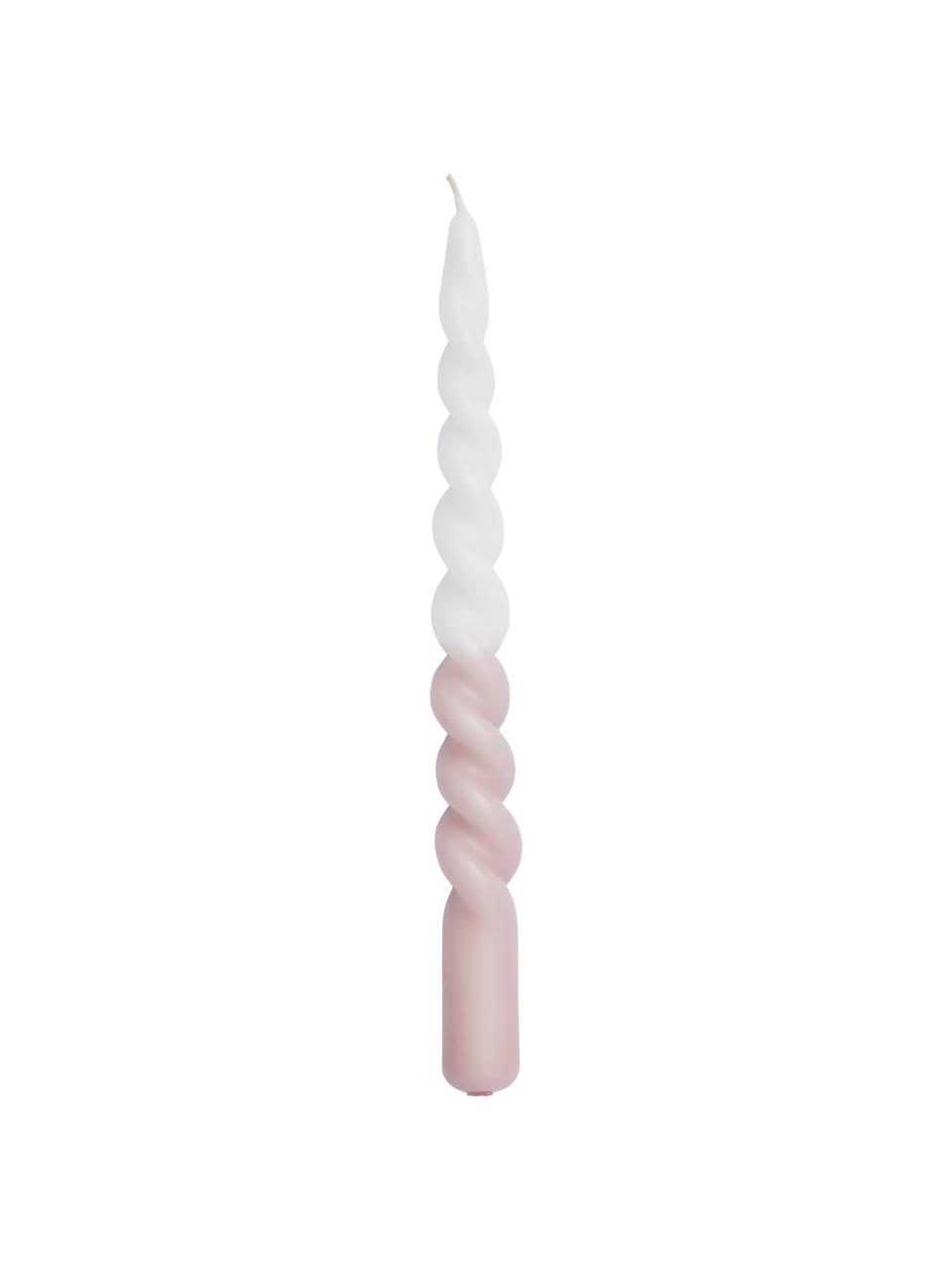 Candela bastoncino color bianco/rosa Twister 2 pz, Cera paraffinica, Bianco, rosa, Ø 2 x Alt. 25 cm