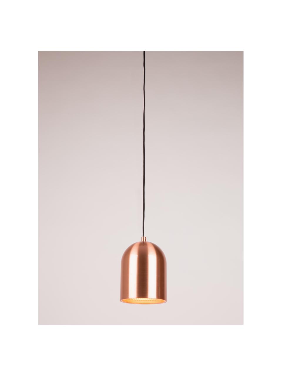 Kleine hanglamp Marvel met honingraatstructuur, Lampenkap: verkoperd metaal, Baldakijn: gecoat metaal, Koperkleurig, Ø 15 x H 24 cm