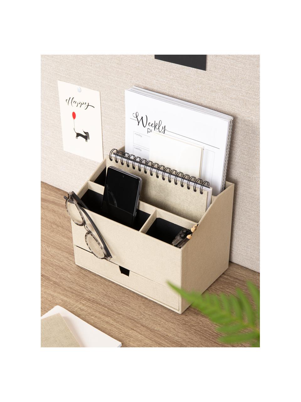 Bureau organizer Greta, Massief, gelamineerd karton, Lichtbeige, B 24 x D 16 cm