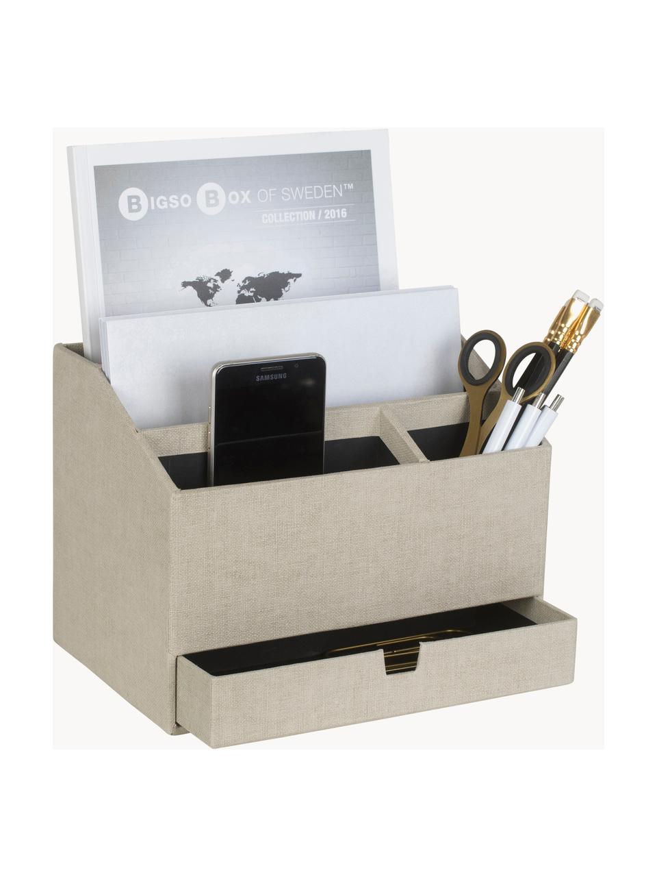 Organisateur bureau Greta, Carton laminé rigide, Beige clair, larg. 24 x prof. 16 cm