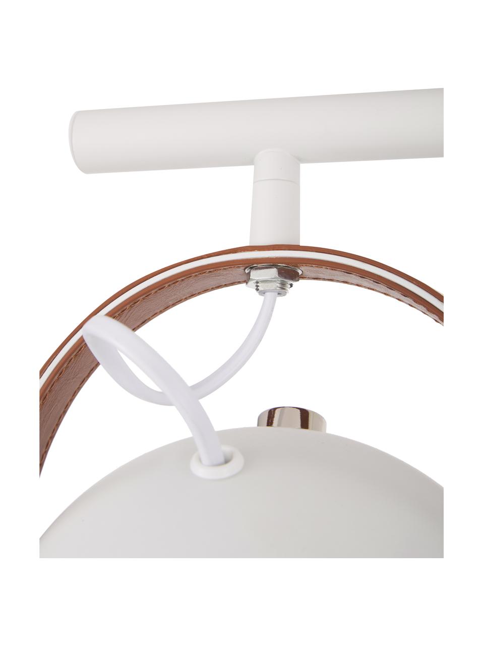 Veľká stropná lampa s koženou dekoráciou Bow, Biela, Š 76 x V 28 cm