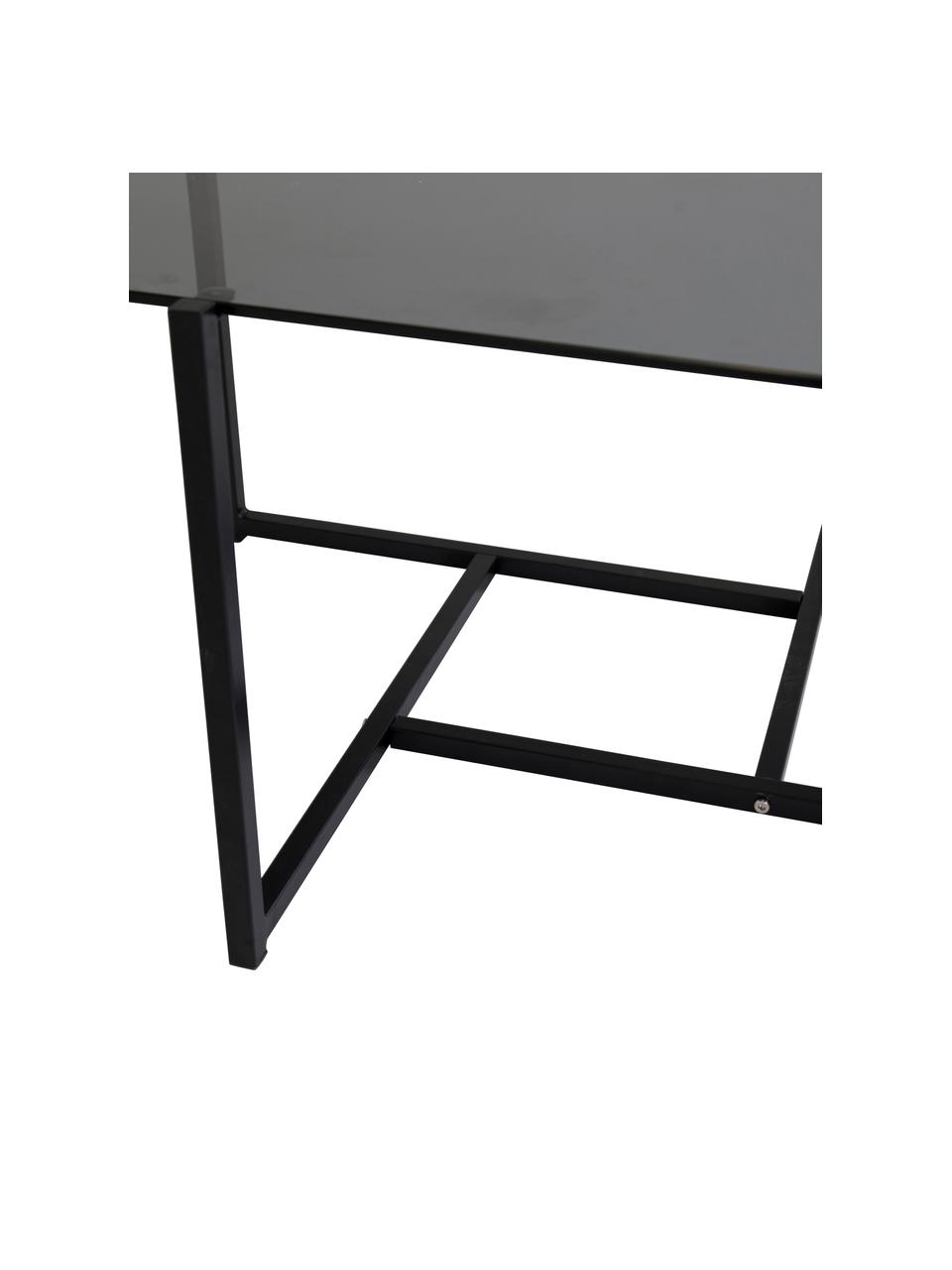 Kovový konferenčný stolík so sklenenou doskou Hybrid, Sivá, čierna, Š 80 x H 80 cm
