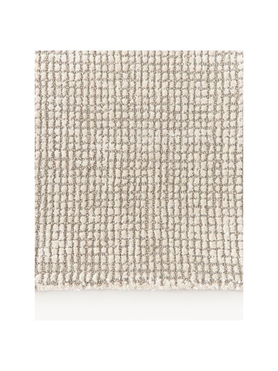 Handgeweven laagpolig vloerkleed Mansa, 56% wol, RWS-gecertificeerd, 44% viscose, Beige, crèmewit, B 80 x L 150 cm (maat XS)