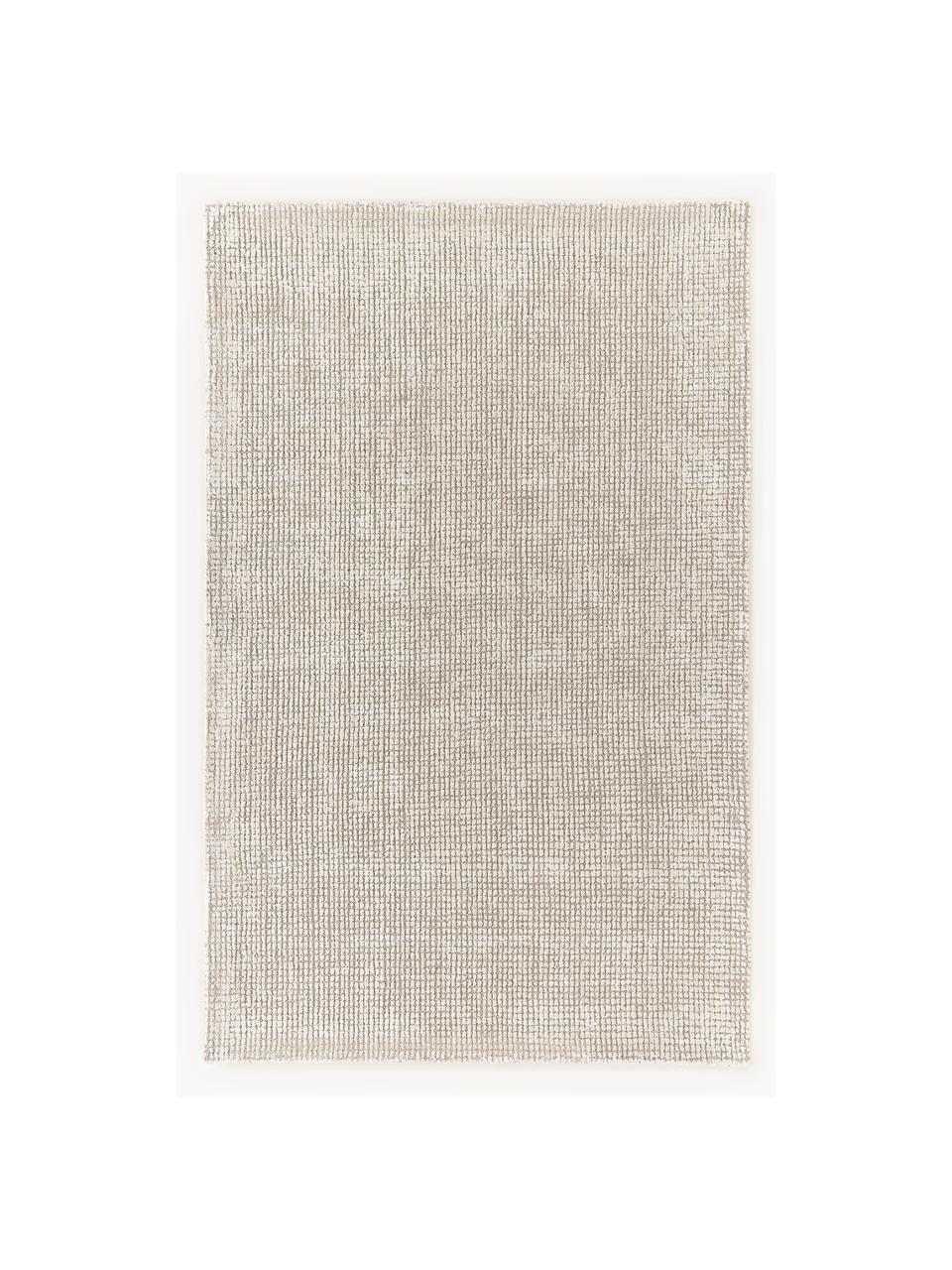 Handgewebter Kurzflor-Teppich Mansa, 56 % Wolle, RWS-zertifiziert, 44 % Viskose, Beige, Cremeweiss, B 80 x L 150 cm (Grösse XS)