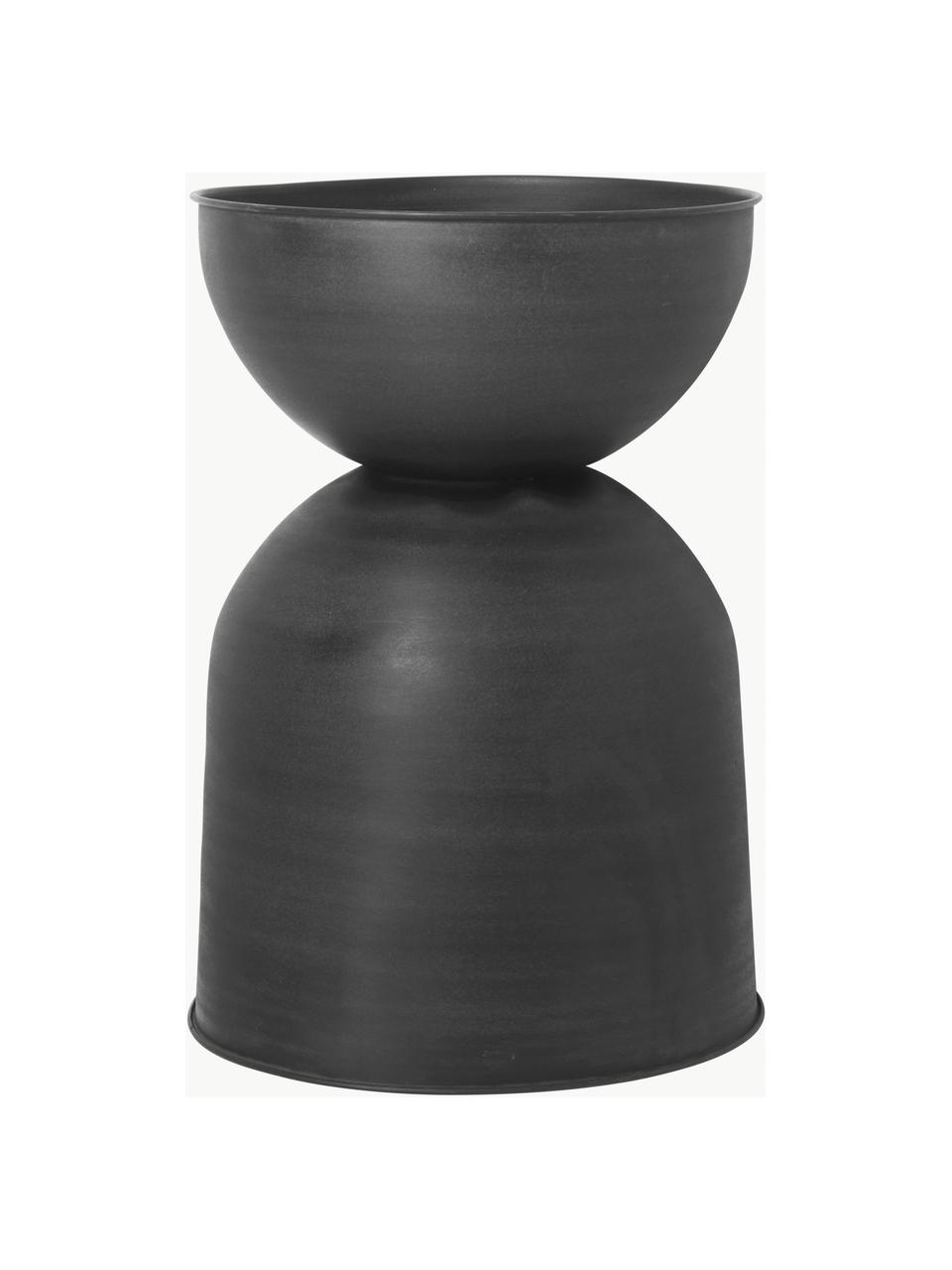 Cache-pot Hourglass, haut. 59 cm, Fer, enduit, Noir, mat, Ø 40 x haut. 59 cm