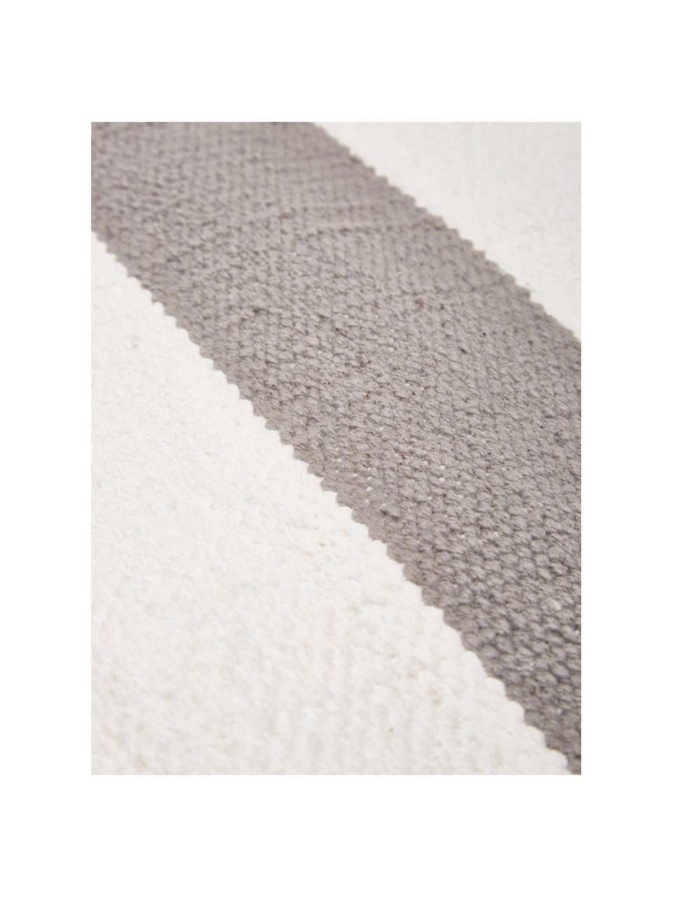 Passatoia in cotone tessuta a mano Blocker, 100% cotone, Bianco crema/grigio chiaro, Larg. 70 x Lung. 250 cm