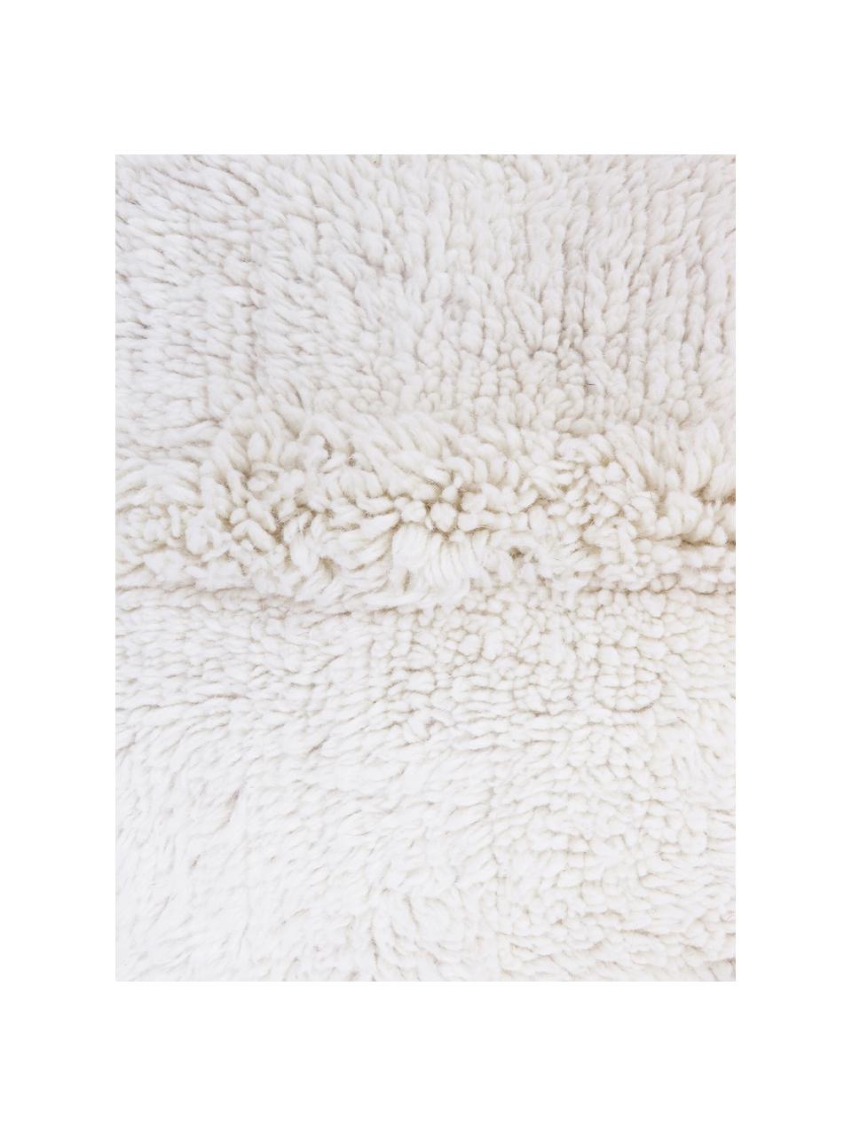 Tappeto in lana lavabile fatto a mano Tundra, Retro: cotone riciclato Nel caso, Bianco latte, Larg. 80 x Lung. 140 cm (taglia XS)