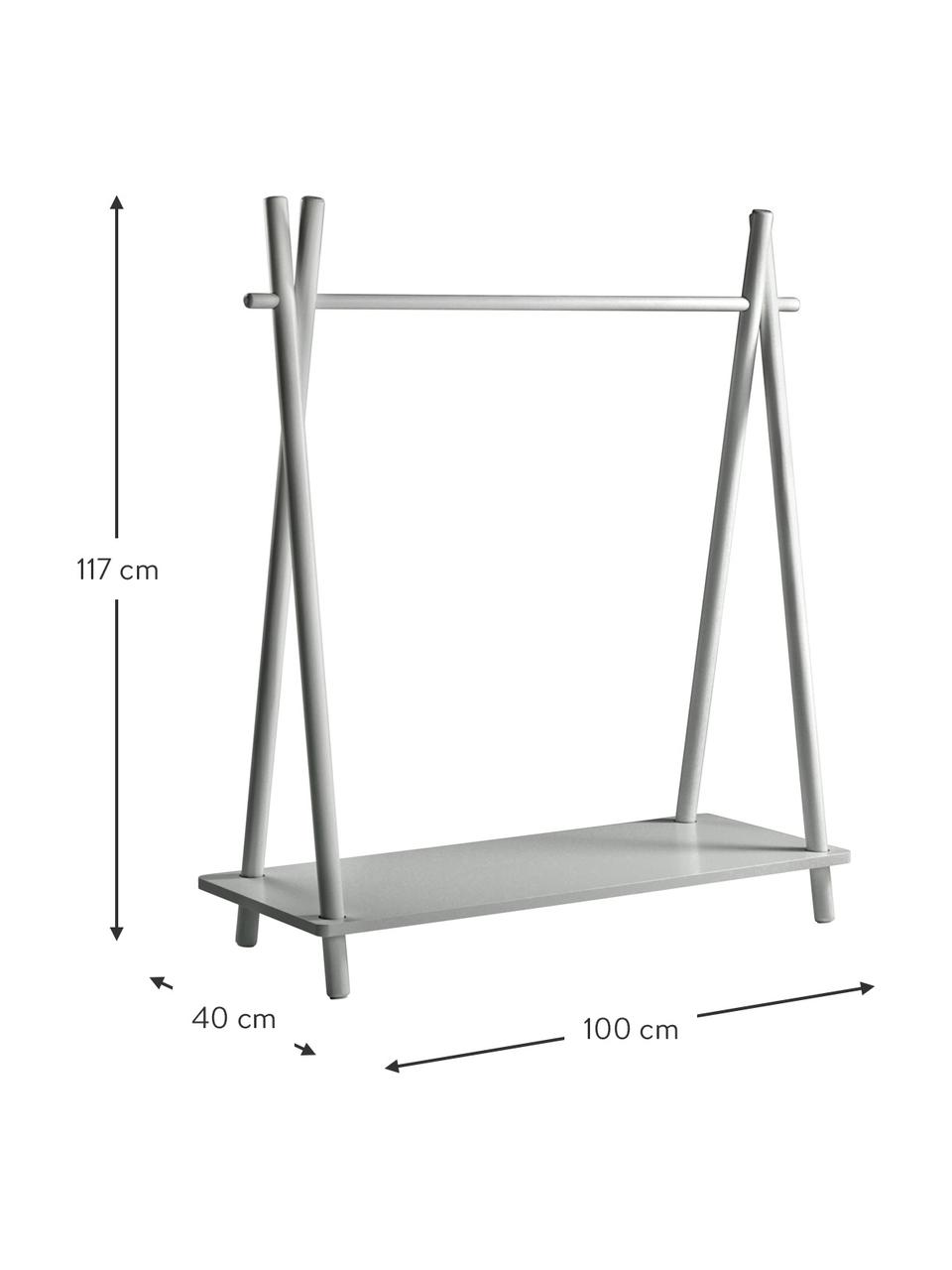 Dětská dřevěná šatní tyč Alicante, Borovicové dřevo, MDF deska (dřevovláknitá deska střední hustoty), Šedozelená, Š 100 cm, V 117 cm