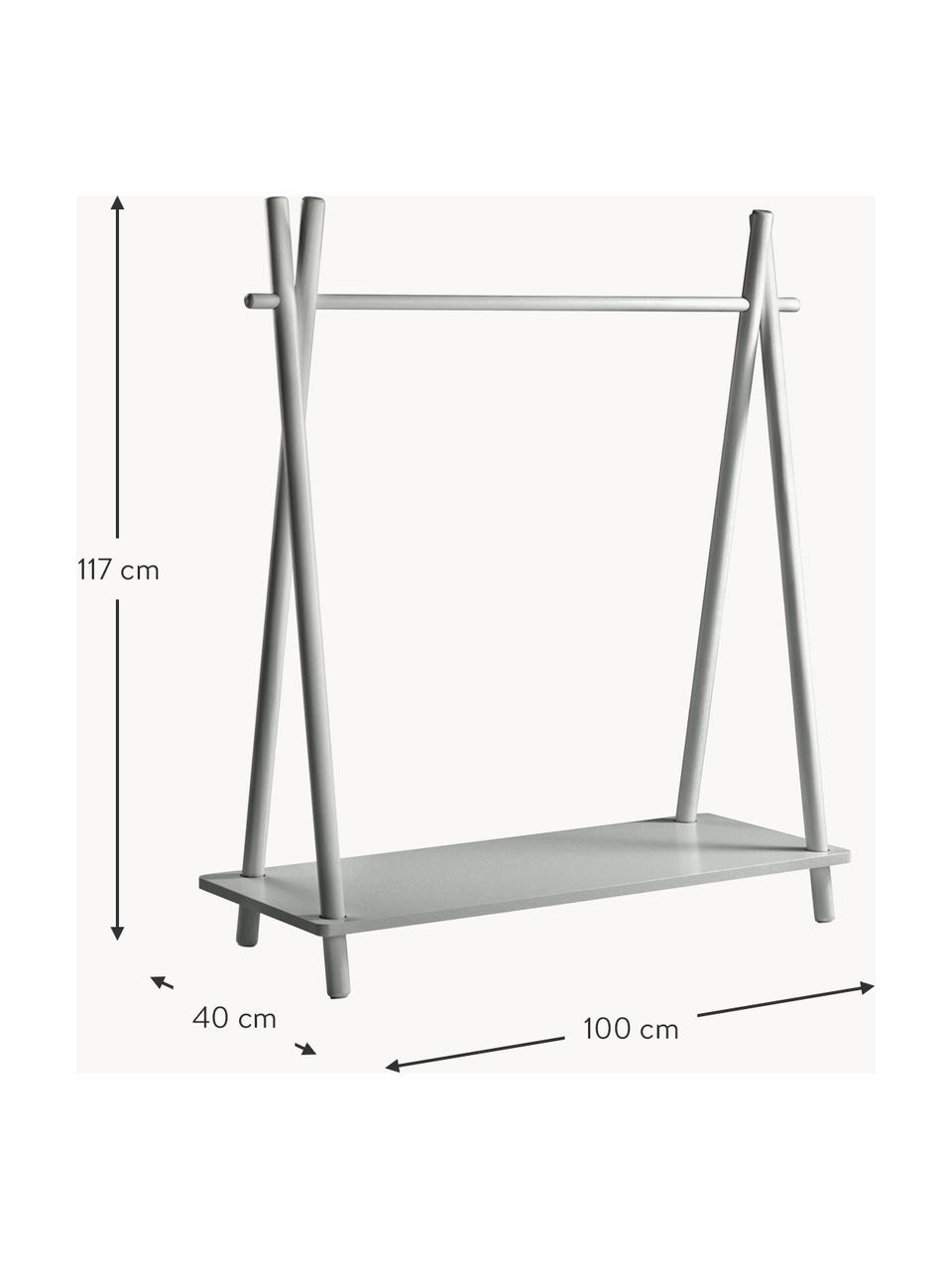 Kinder-Kleiderstange Alicante aus Holz, Kiefernholz, Mitteldichte Holzfaserplatte (MDF), Holz, hellgrau lackiert, B 100 x H 117 cm