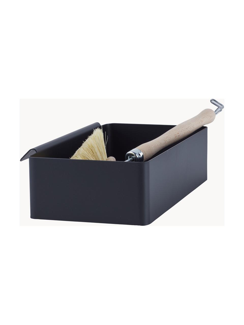 Ocelový kuchyňský úložný box Flex, Potažená ocel, Černá, Š 21 cm, V 5 cm