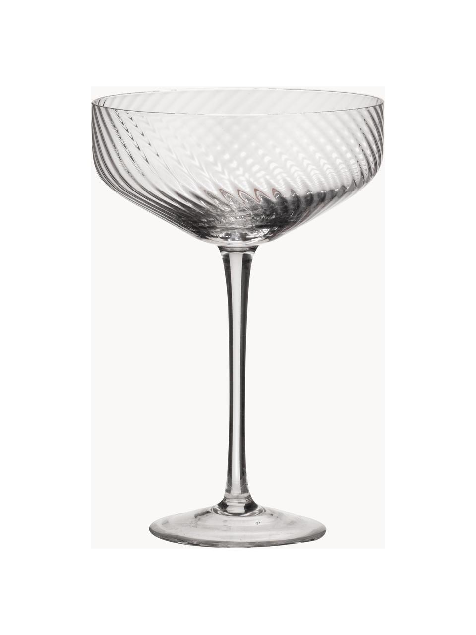 Ručně foukané sklenice na koktejly s rýhovanou strukturou Katrina, 4 ks, Sklo, Transparentní, Ø 12 cm, V 17 cm, 300 ml