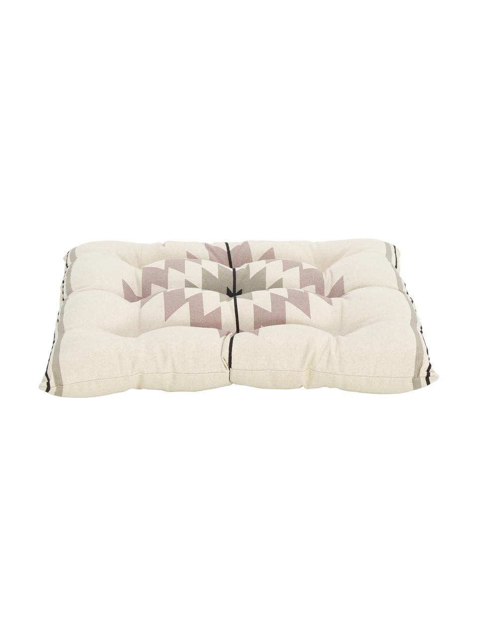 Cuscino sedia etnico Luca, Rivestimento: 100% cotone, Rosa, beige, bianco, Larg. 40 x Lung. 40 cm