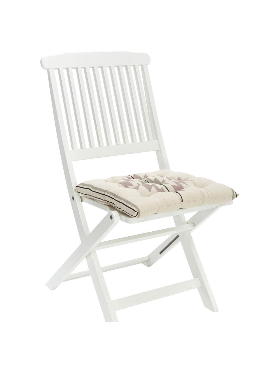 Cuscino sedia etnico Luca, Rivestimento: 100% cotone, Rosa, beige, bianco, Larg. 40 x Lung. 40 cm