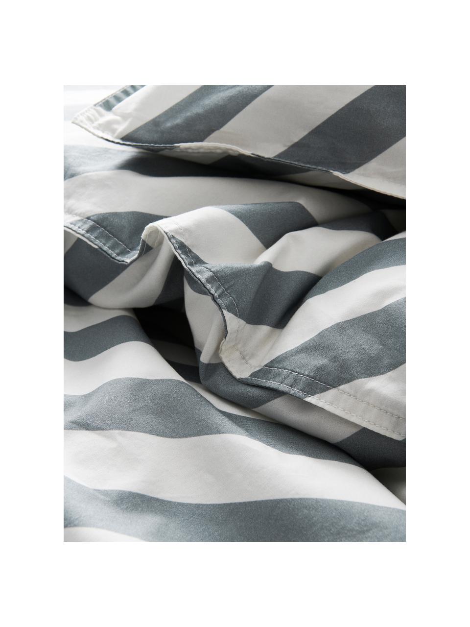 Baumwollperkal-Bettwäsche Franny Mini mit Streifen in Grau/Weiß, Grau, Weiß, 100 x 130 cm + 1 Kissen 55 x 35 cm