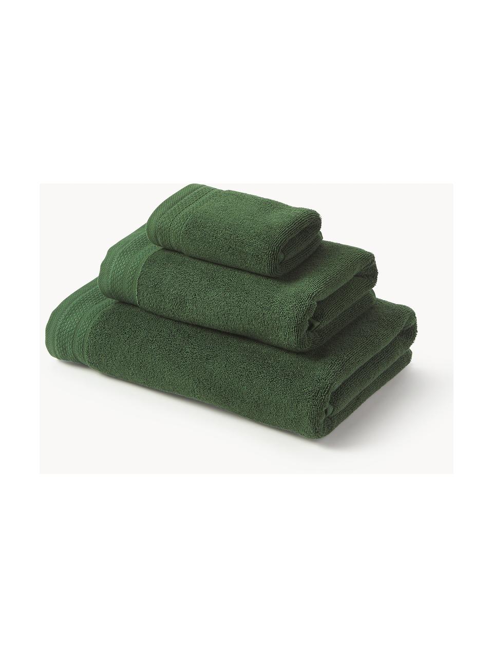 Súprava uterákov z organickej bavlny Premium, rôzne veľkosti, Tmavozelená, 6-dielna súprava (uterák na ruky pre hostí, uterák na ruky, osuška)