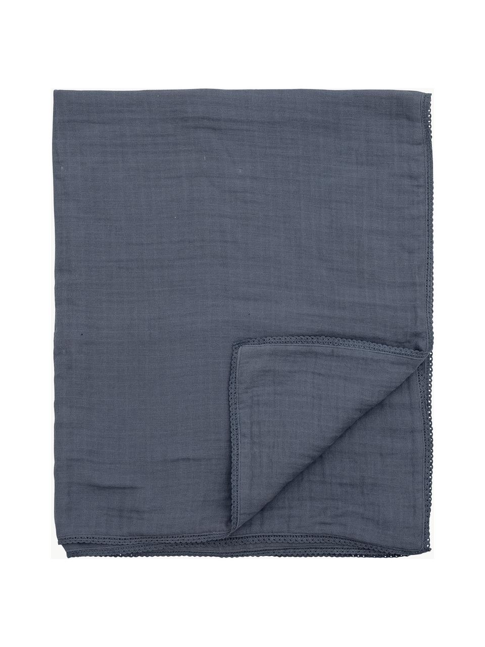 Coperta in cotone Agnes, 100% cotone, Grigio-blu, Larg. 80 x Lung. 100 cm