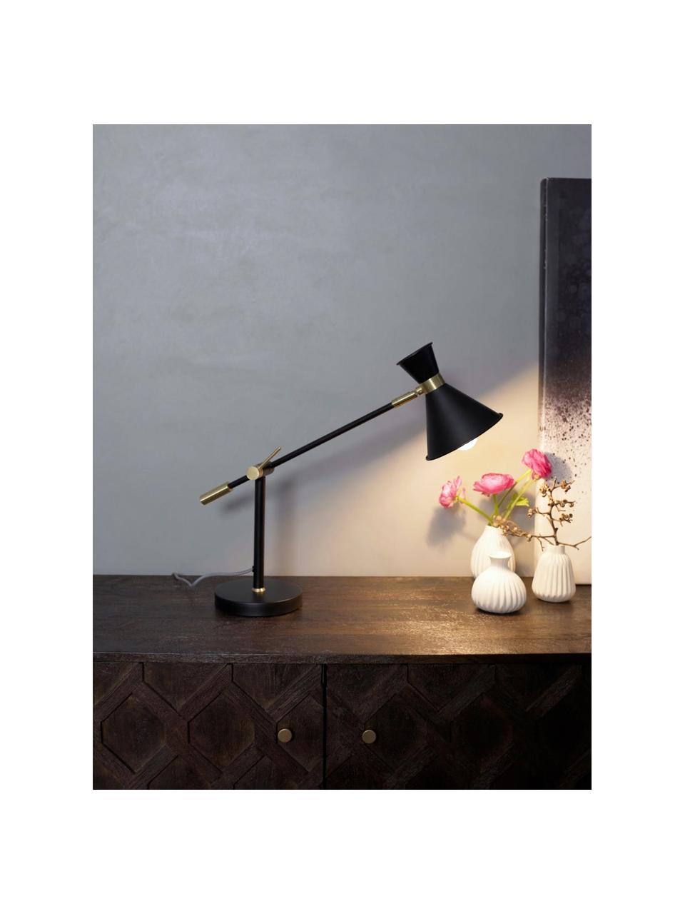 Grande lampe à poser style scandi Audrey, Noir mat, Ø 15 x haut. 68 cm