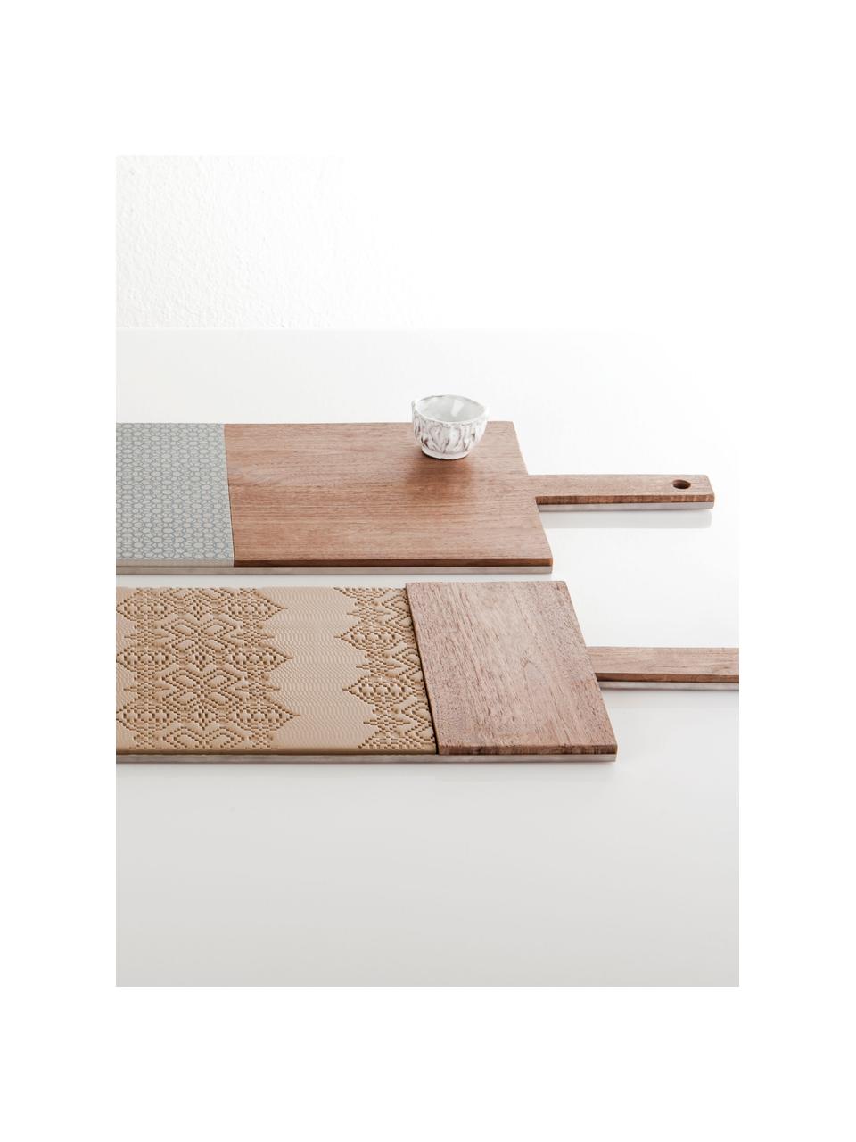 Tagliere in legno di noce Taglio, Porcellana, legno di noce, Beige chiaro, legno scuro, Lung. 79 x Larg. 18 cm