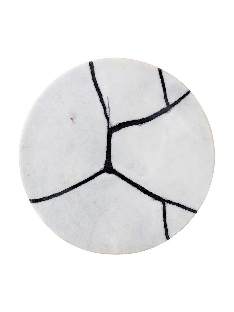 Marmeren serveerplateau Isadora, Marmer, polyresin, Wit, gemarmerd, zwart, Ø 21 cm