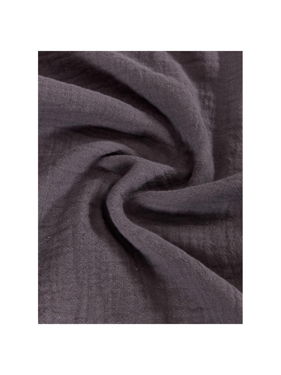 Fundas de almohada muselina de algodón Odile, 2 uds., Gris oscuro, 50 x 70 cm