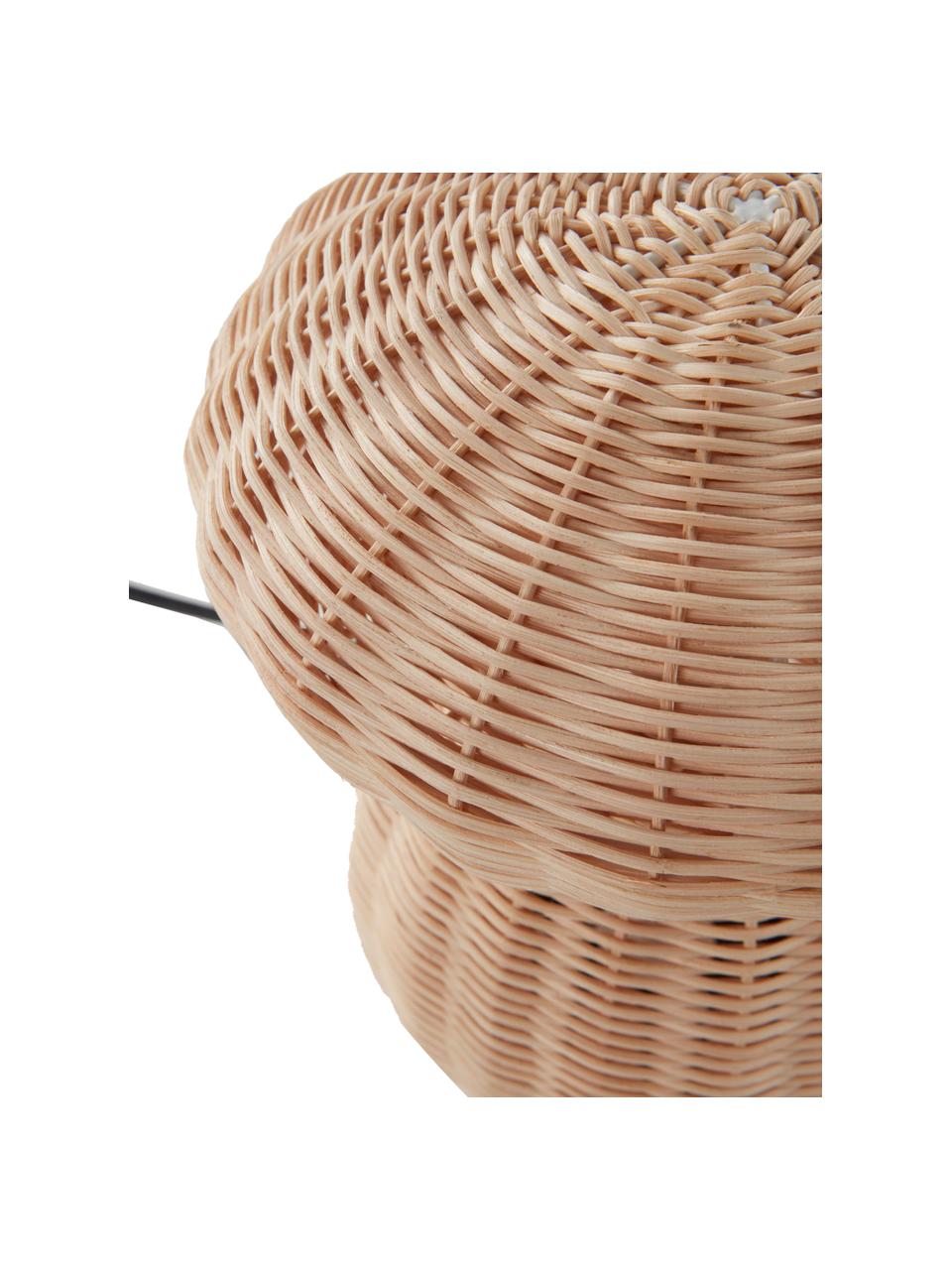 Lámpara de mesa pequeña Mush, Lámpara: ratán, Cable: plástico, Beige, Ø 20 x Al 25 cm