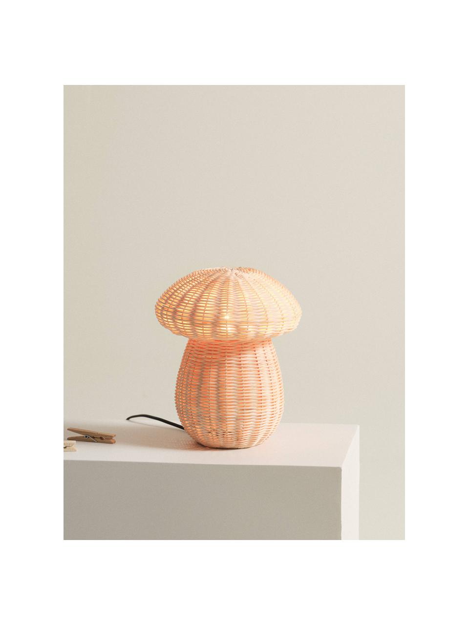 Lámpara de mesa pequeña Mush, Lámpara: ratán, Cable: plástico, Beige, Ø 20 x Al 25 cm