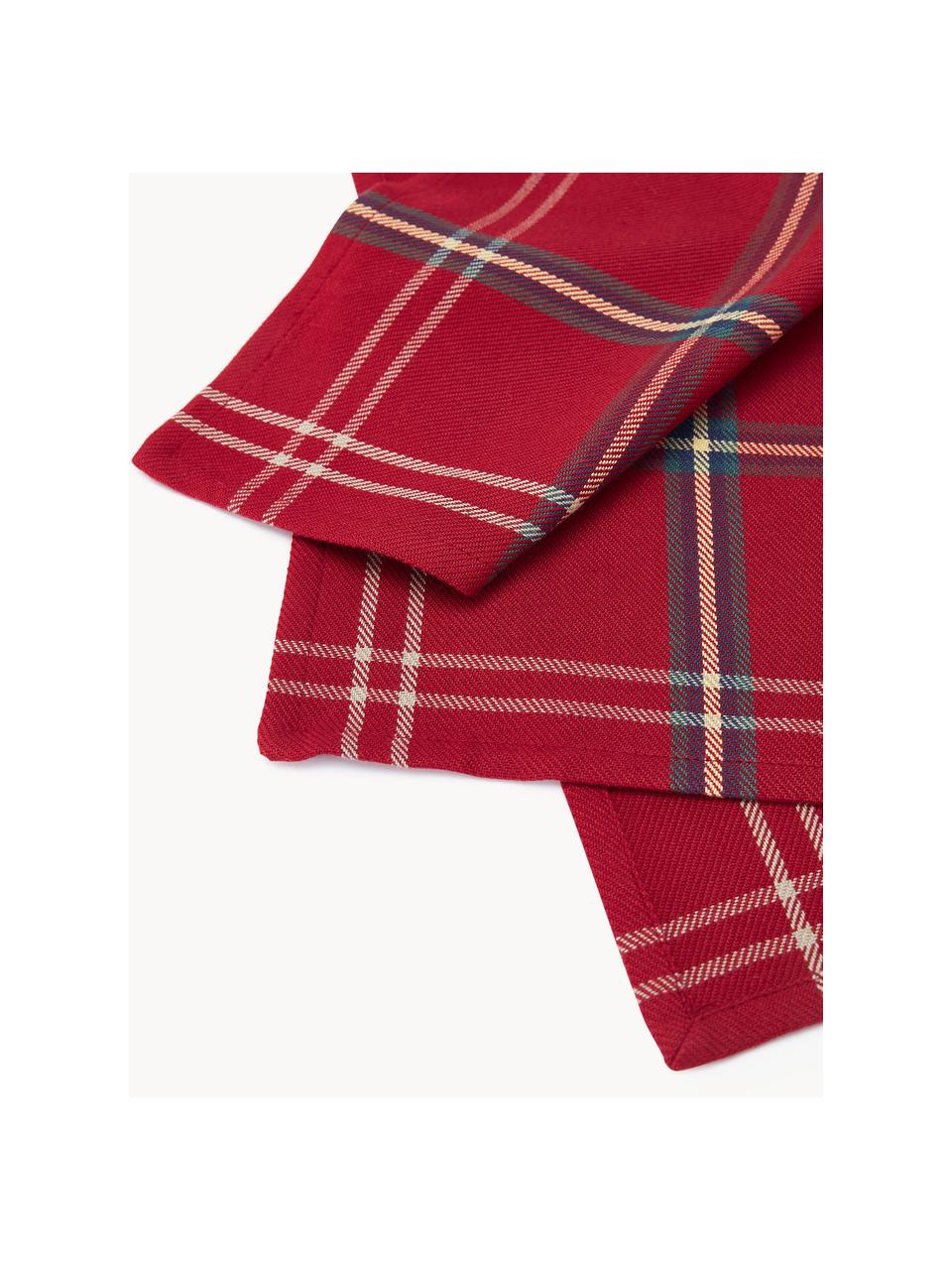 Geruite stoffen servetten Aster, 4 stuks, 100% katoen Het materiaal dat in dit product wordt gebruikt, is getest op schadelijke stoffen en gecertificeerd volgens STANDARD 100 by OEKO-TEX®, 1023283-1., Rood, donkergroen, gebroken wit, B 45 x L 45 cm