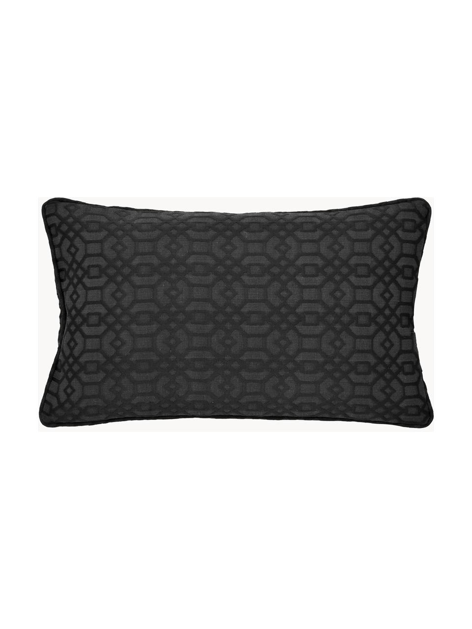 Housse de coussin rectangulaire noire Feliz, 60 % coton, 40 % polyester, Anthracite, larg. 30 x long. 50 cm