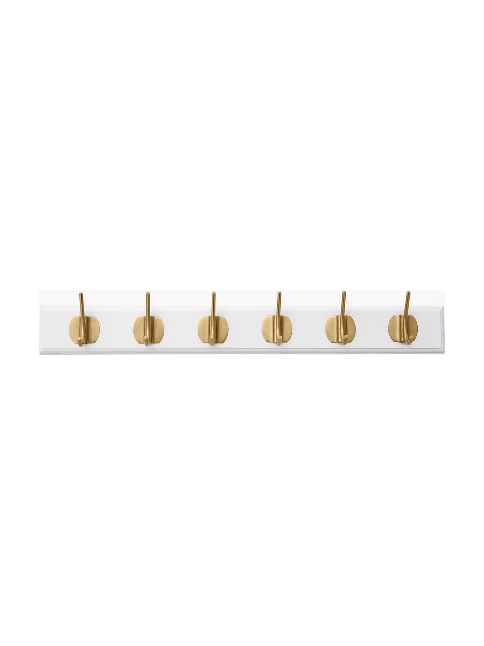 Appendiabiti da parete in legno Edgy, Metallo, pannello MDF (fibra a media densità), Bianco, dorato, Larg. 60 x Alt. 7 cm