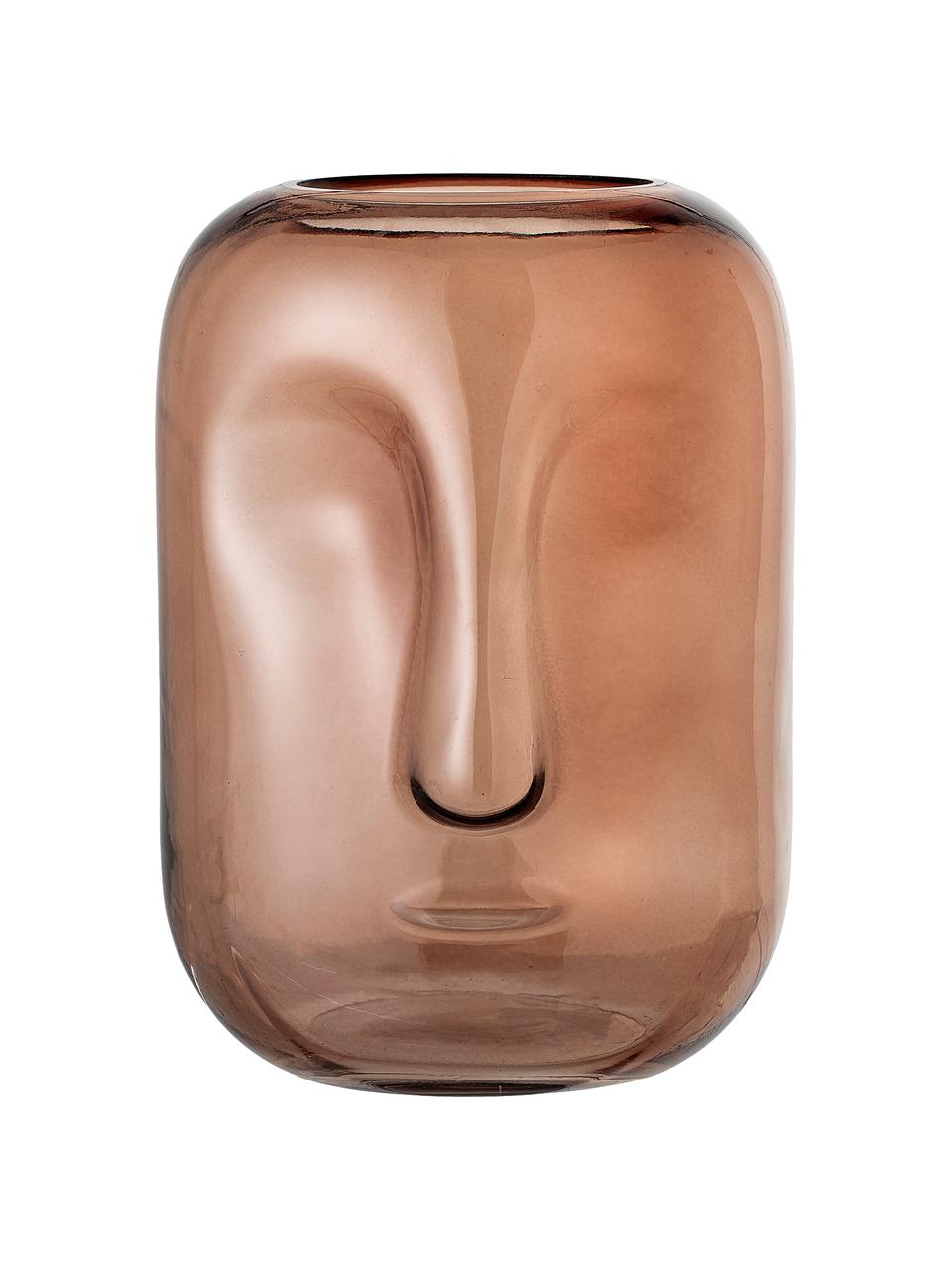 Glas-Vase Face, Glas, Braun, transparent, Ø 18 x H 25 cm