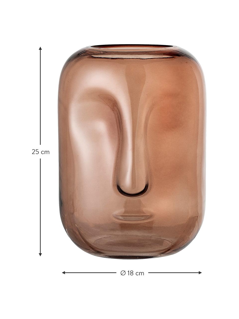 Vase en verre Face, Verre, Brun, transparent, Ø 18 x haut. 25 cm