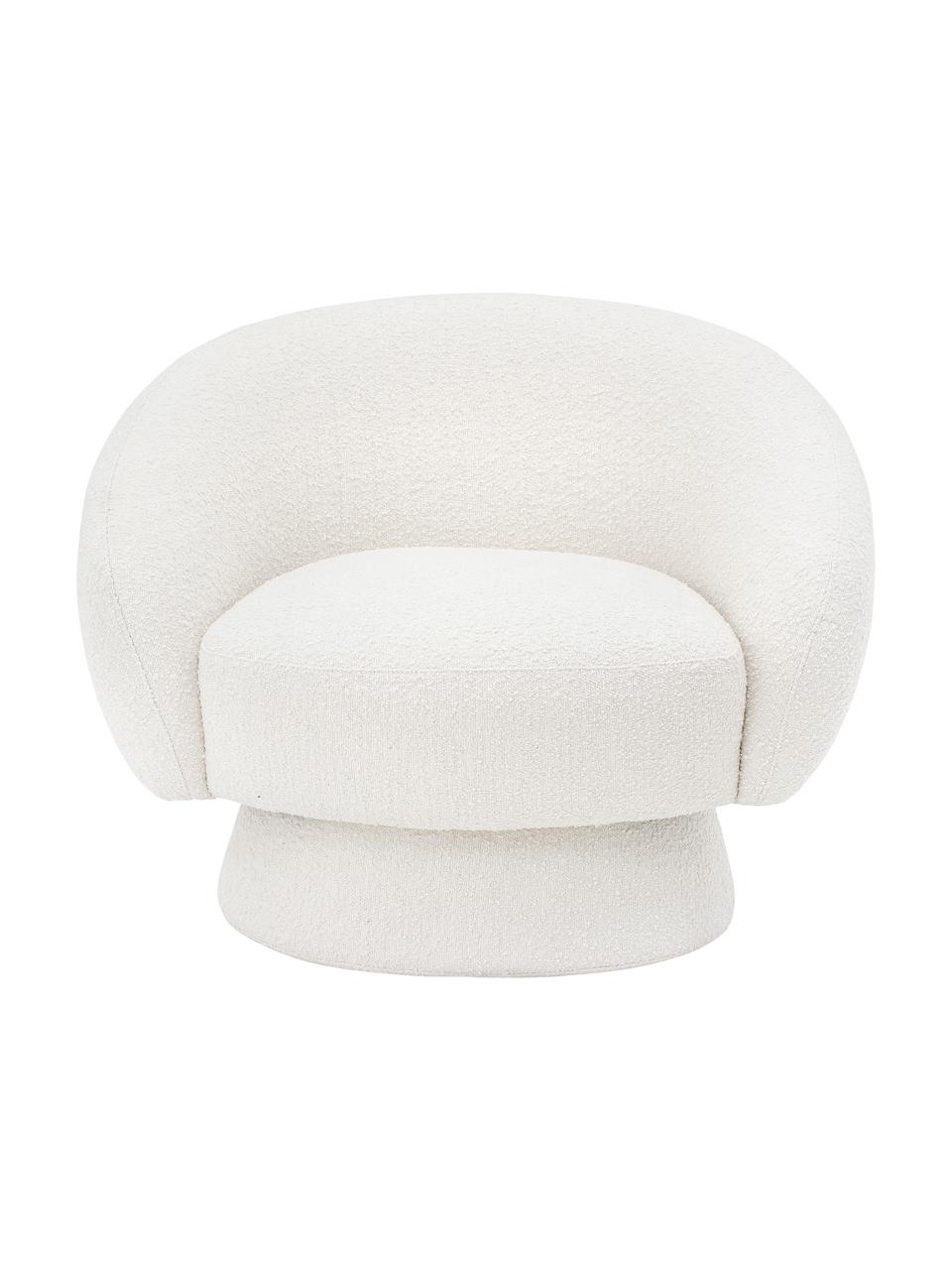 Fotel wypoczynkowy bouclé Ted, Tapicerka: poliester Dzięki tkaninie, Stelaż: drewno sosnowe, sklejka, , Biały bouclé, S 93 x G 82 cm