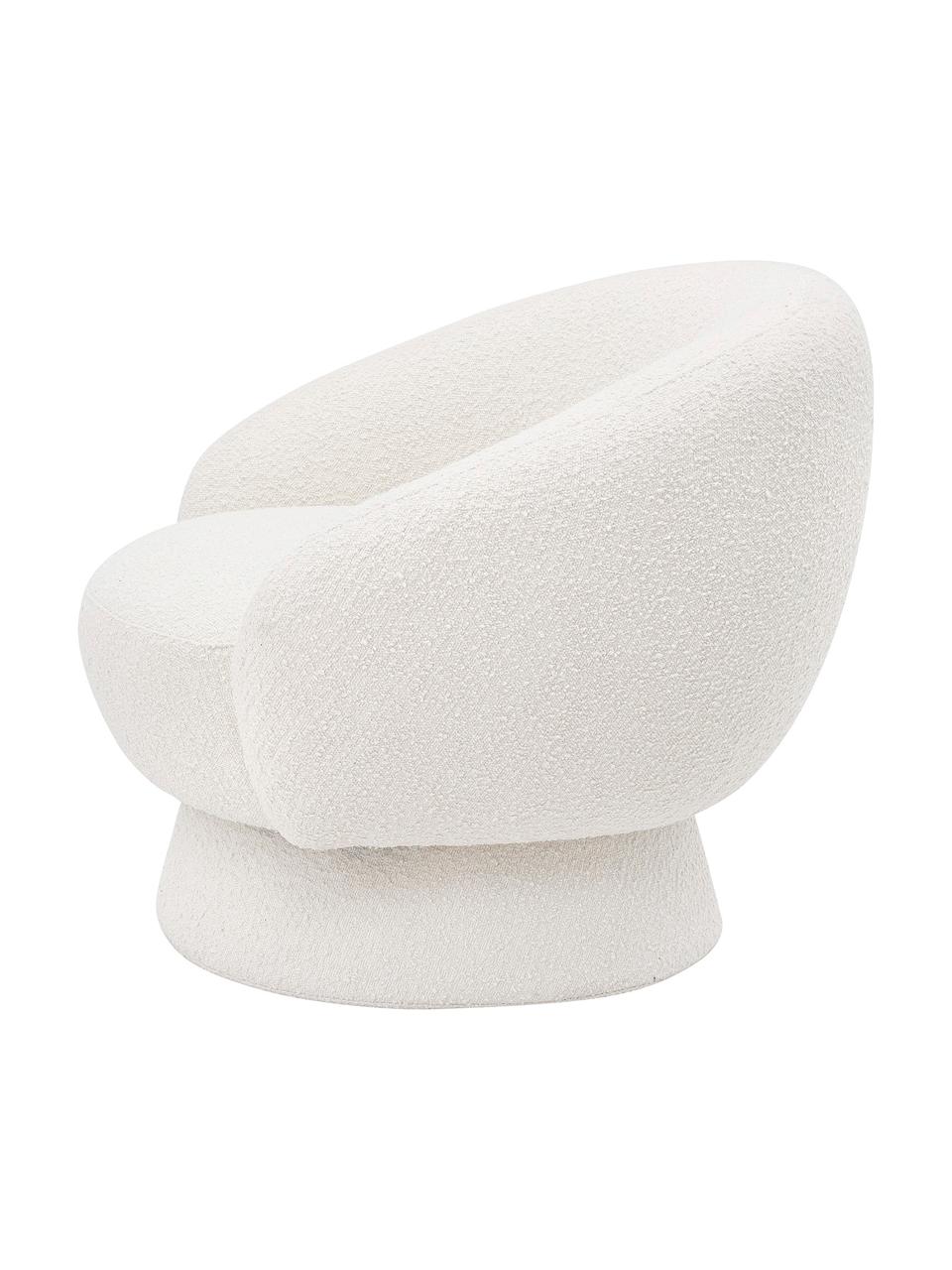 Fotel wypoczynkowy bouclé Ted, Tapicerka: poliester Dzięki tkaninie, Stelaż: drewno sosnowe, sklejka, , Biały bouclé, S 93 x G 82 cm
