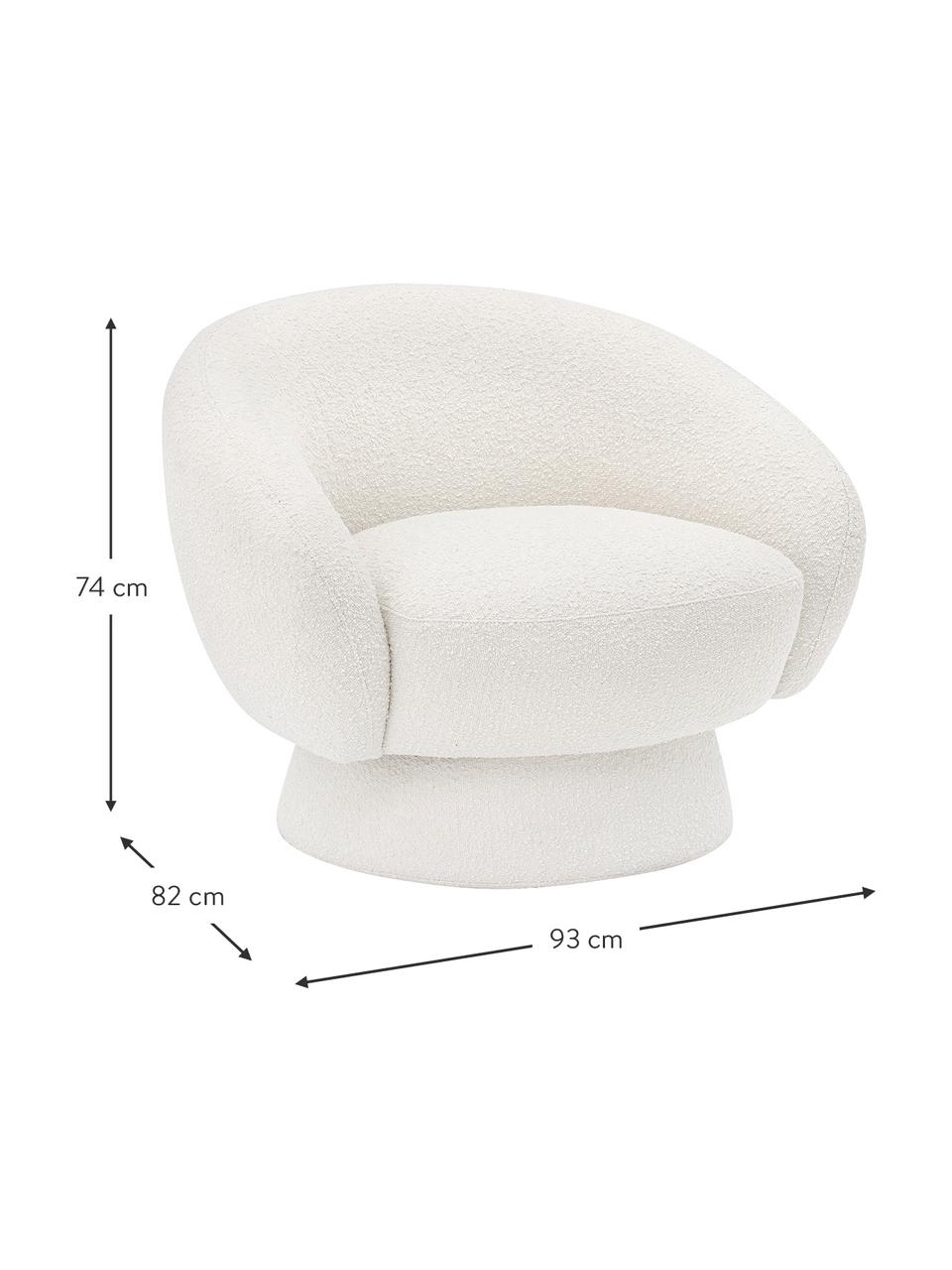 Fotel wypoczynkowy bouclé Ted, Tapicerka: poliester Dzięki tkaninie, Stelaż: drewno sosnowe, sklejka, , Biały bouclé, S 93 x G 82 cm