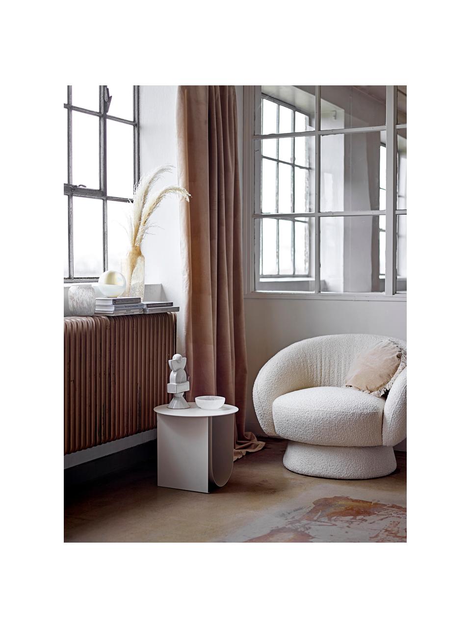 Poltroncina in tessuto bouclé Ted, Rivestimento: poliestere Il rivestiment, Struttura: legno di pino, compensato, Bouclé bianco, Larg. 93 x Prof. 82 cm
