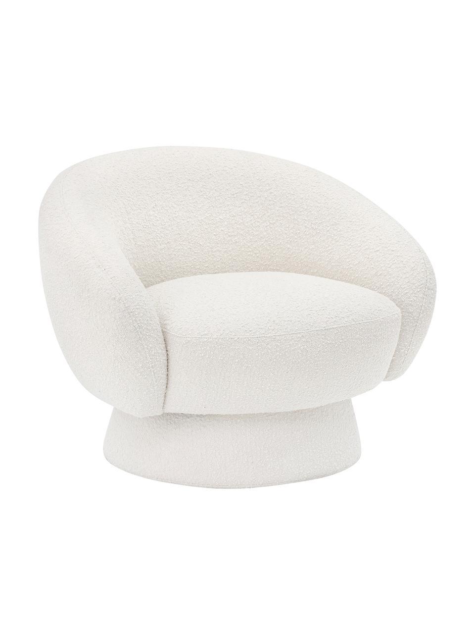 Sillón en tejido bouclé Ted, Tapizado: poliéster Alta resistenci, Estructura: madera de pino, madera co, Bouclé blanco, An 93 x F 82 cm