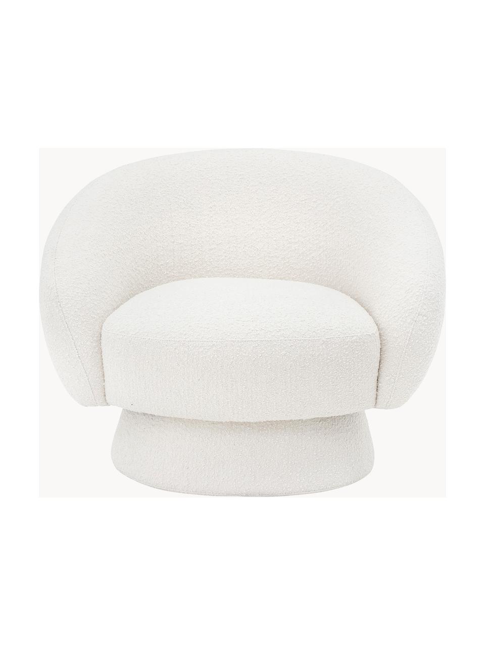 Sillón en tejido bouclé Ted, Tapizado: poliéster Alta resistenci, Estructura: madera de pino, madera co, Bouclé blanco, An 93 x F 82 cm