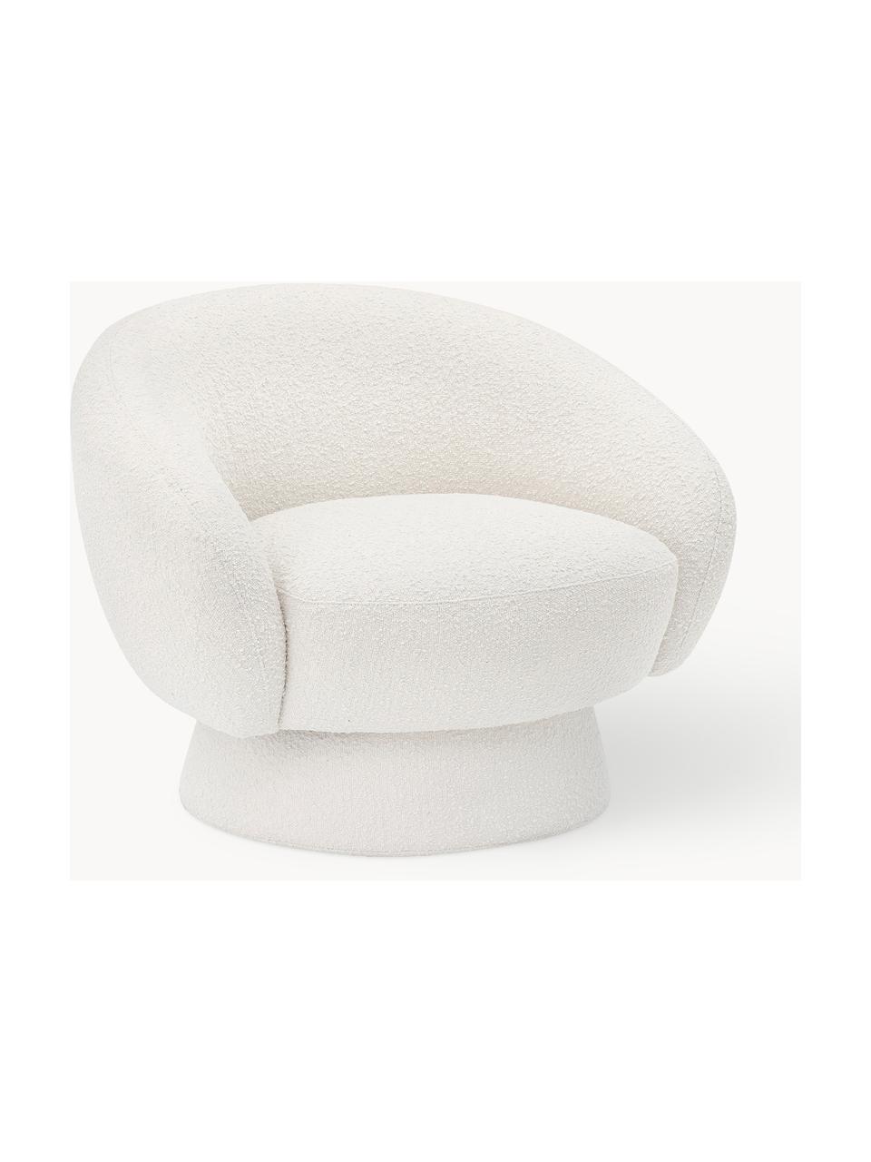 Sillón en tejido bouclé Ted, Tapizado: poliéster Alta resistenci, Estructura: madera de pino, madera co, Bouclé blanco, An 93 x F 82 cm