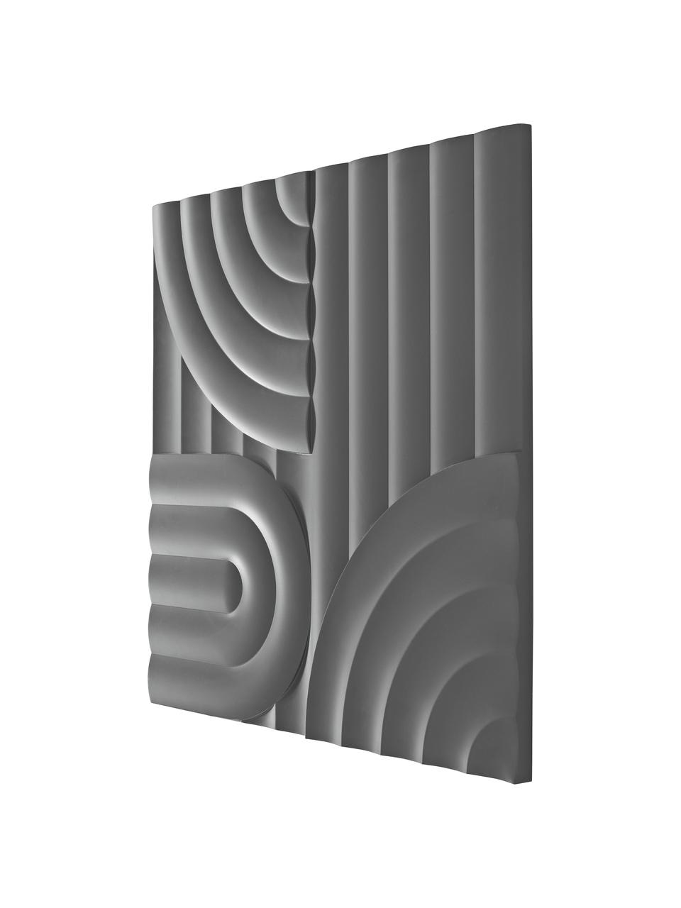 Wandobject Massimo van hout in grijs, MDF, Grijs, B 80 x H 80 cm
