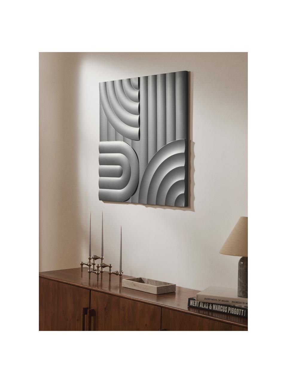 Nástěnná dekorace Massimo, Dřevovláknitá deska střední hustoty (MDF), Tmavě šedá, Š 80 cm, V 80 cm