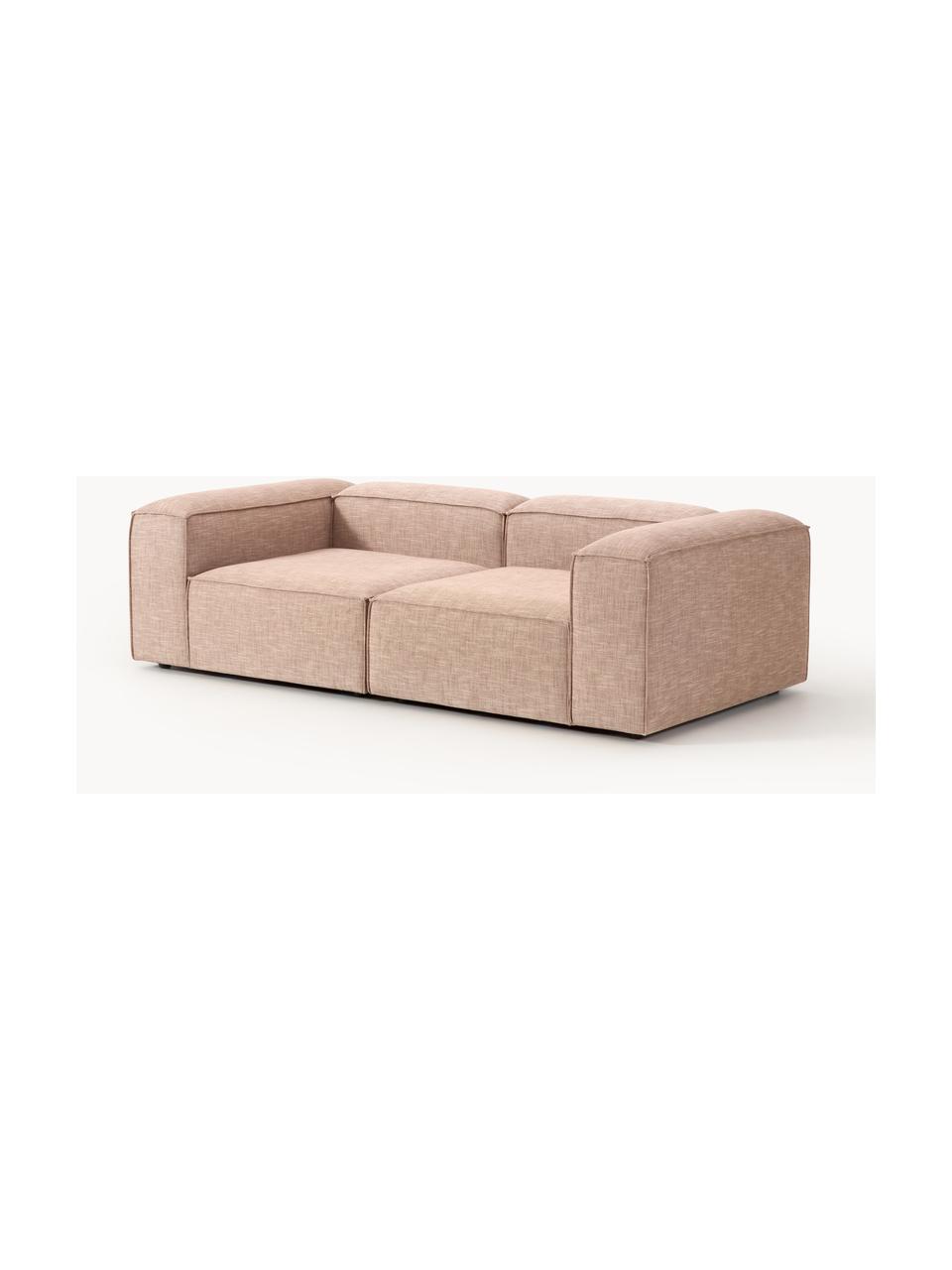 Modulares Sofa Lennon (3-Sitzer) aus Leinen-Mix, Bezug: 50 % Viskose, 25 % Leinen, Gestell: Fichtenholz, Sperrholz, m, Füße: Kunststoff Dieses Produkt, Leinen-Mix Rostrot, B 238 x T 119 cm