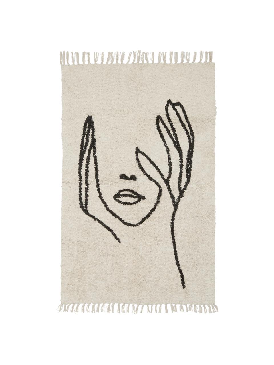 Dywan Face, Beżowy, czarny, S 90 x D 150 cm (Rozmiar XS)