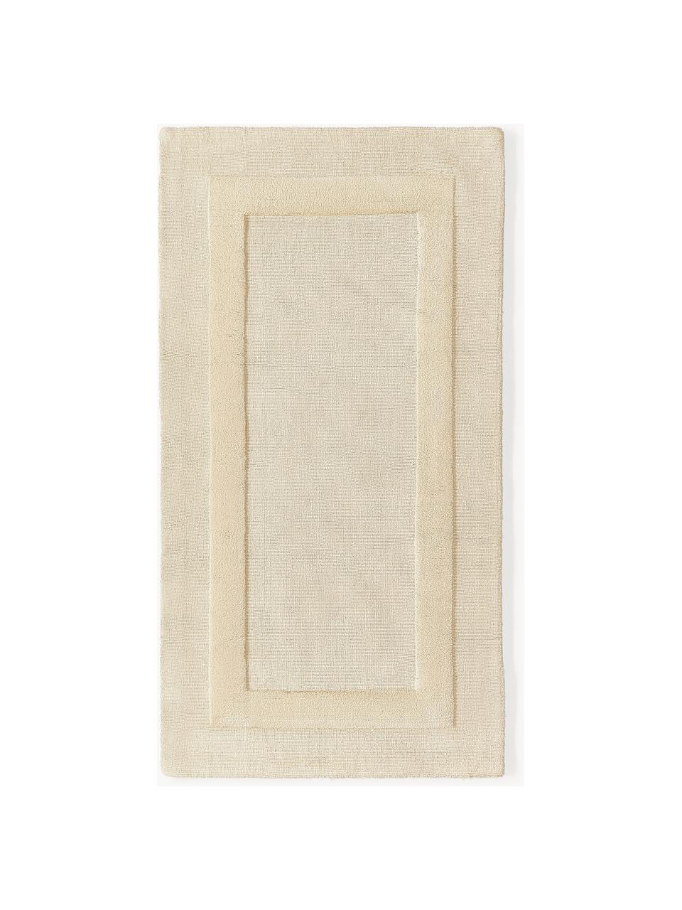 Tappeto in cotone tessuto a mano con motivo in rilievo Dania, 100% cotone certificato GRS, Beige, Larg. 80 x Lung. 150 cm (taglia XS)