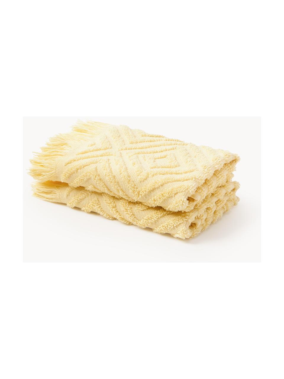 Asciugamano con motivo in rilievo Jacqui, varie misure, Giallo chiaro, Asciugamano, Larg. 50 x Lung. 100 cm, 2 pz