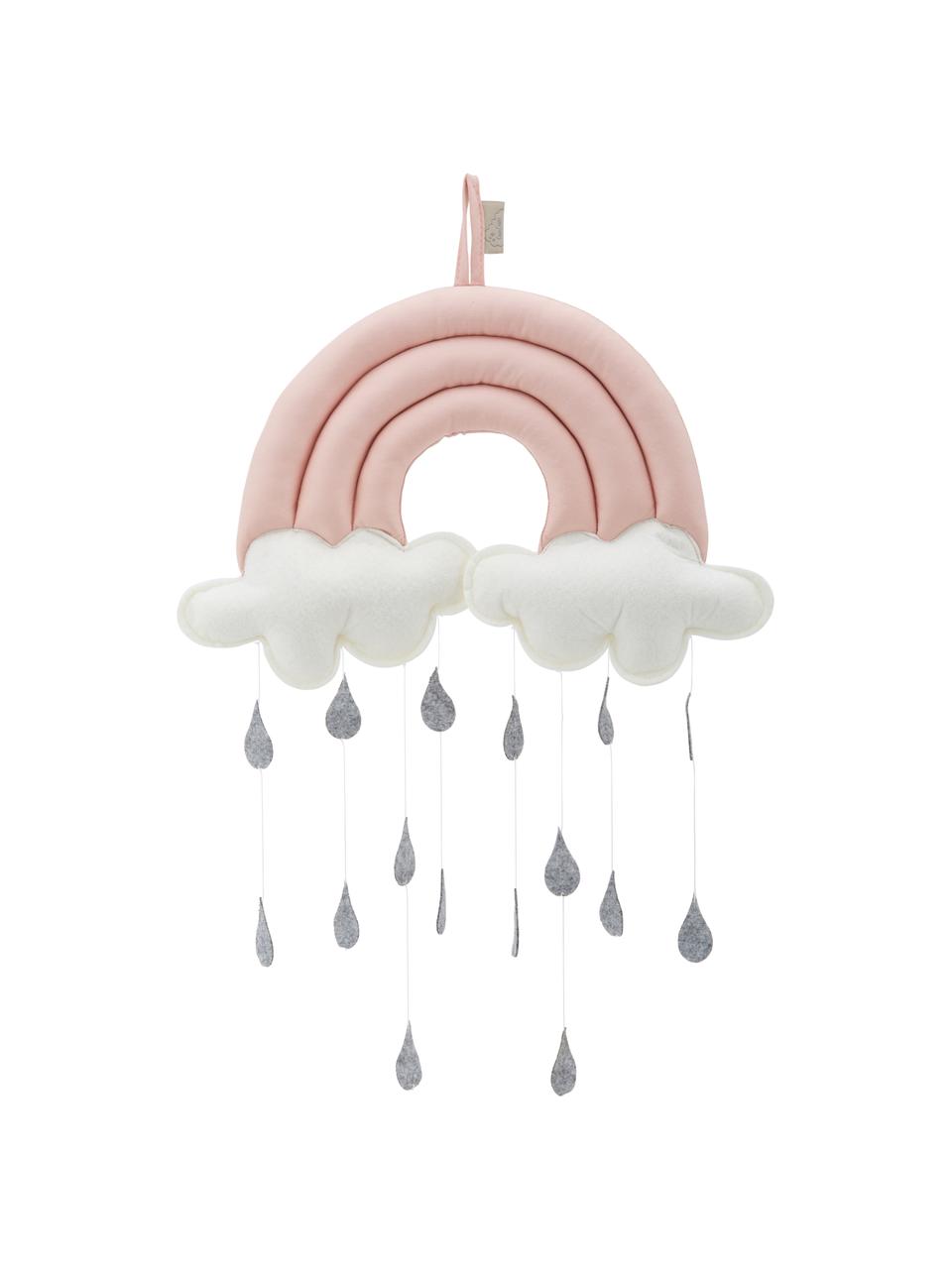 Mobile en coton bio Rainbow, Rose, blanc, gris, larg. 18 x haut. 29 cm