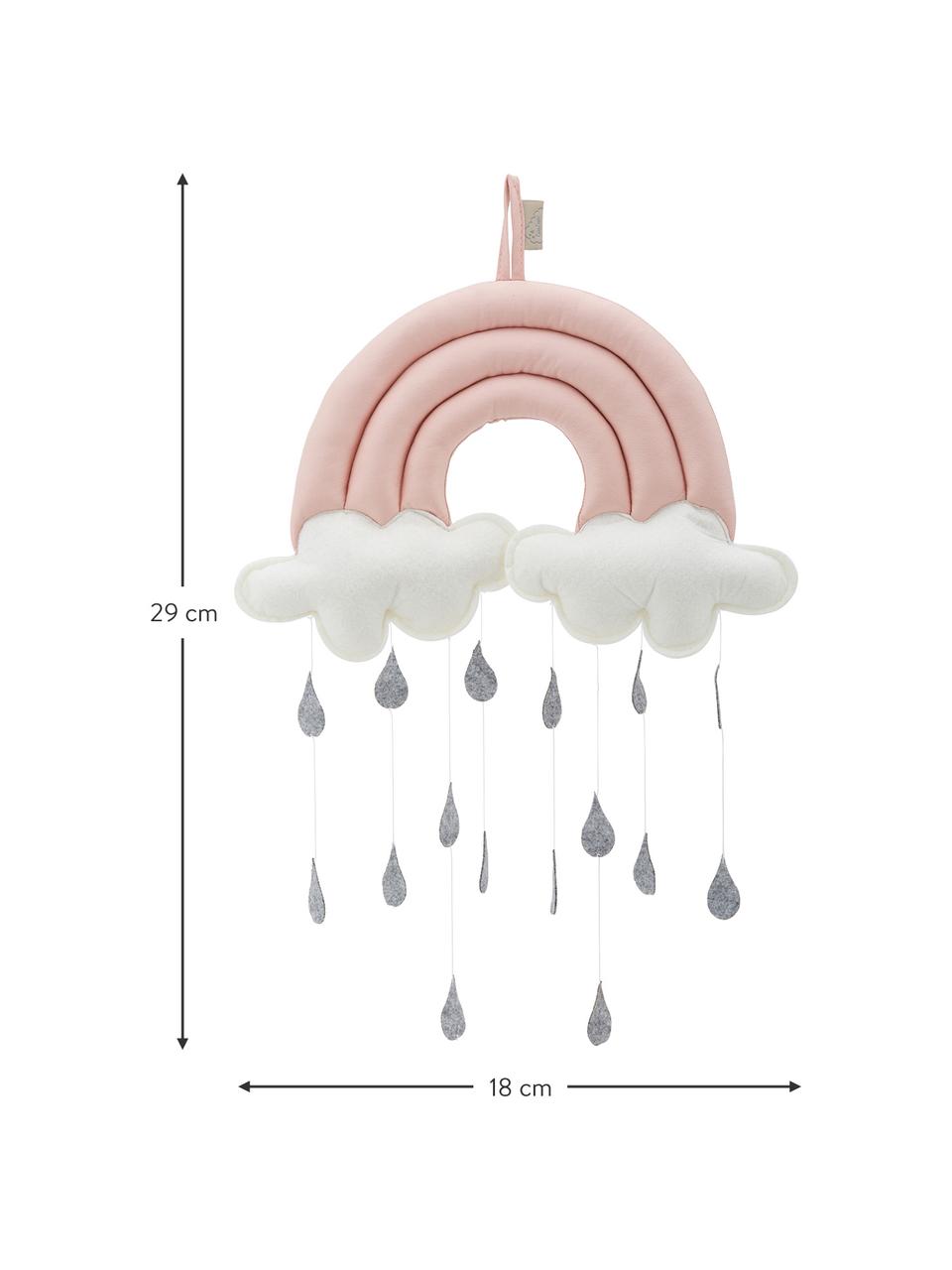 Mobile Rainbow aus Bio-Baumwolle, Bezug: 100% Biobaumwolle, Öko-Te, Rosa, Weiß, Grau, 18 x 29 cm