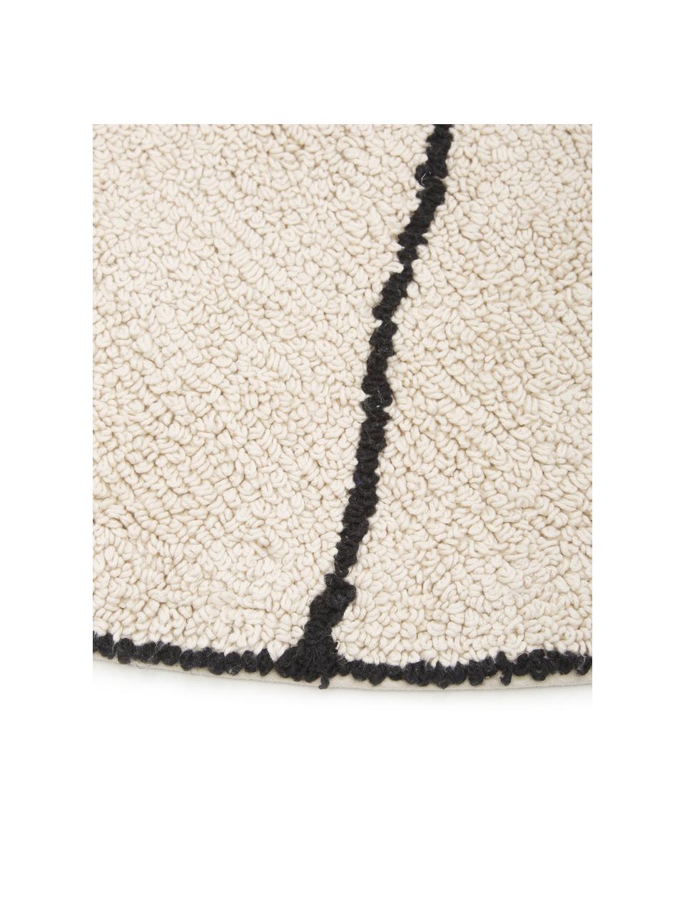 Tappeto rotondo in cotone lavabile Trace, Cotone riciclato (80% cotone, 20% altre fibre), Beige, nero, Ø 160 cm (taglia L)