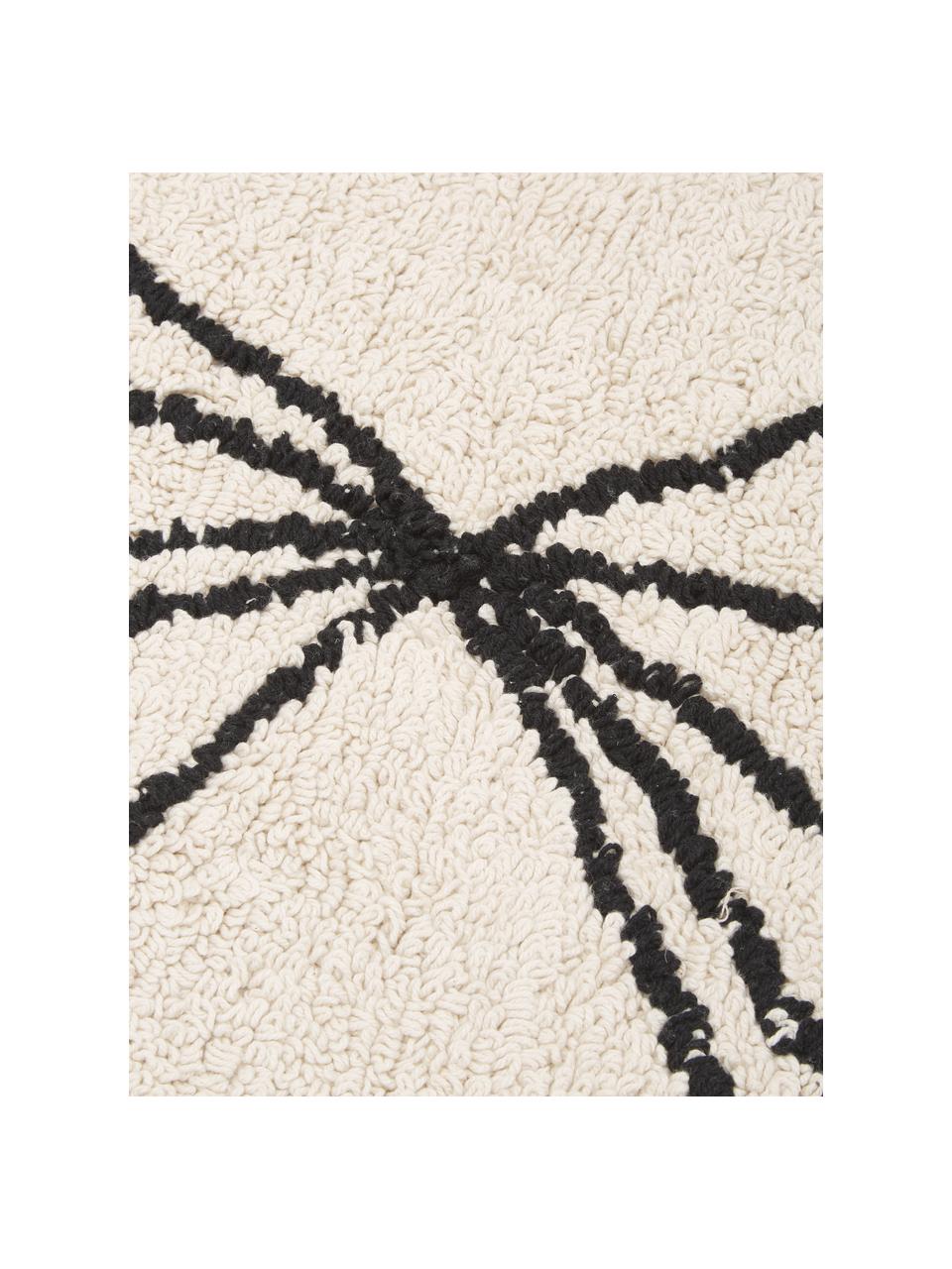 Tapis rond beige Trace, Coton recyclé (80 % coton, 20 % autres fibres), Beige, noir, Ø 160 cm (taille L)
