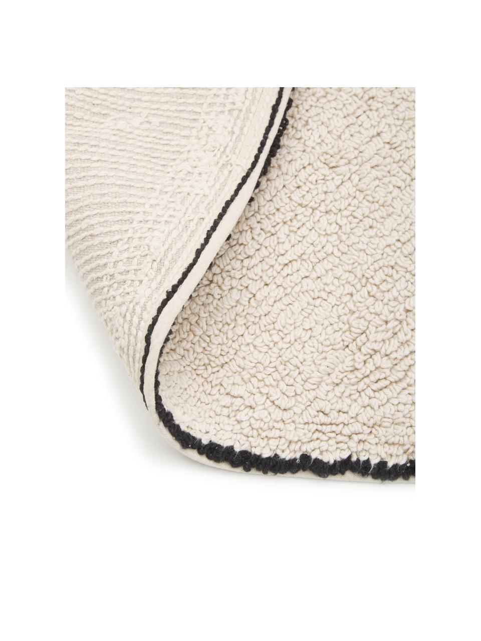 Tapis rond beige Trace, Coton recyclé (80 % coton, 20 % autres fibres), Beige, noir, Ø 160 cm (taille L)