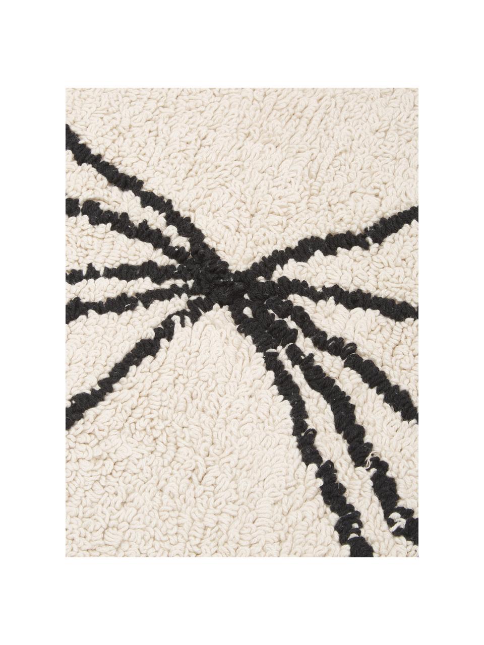 Tapis rond beige Trace, Coton recyclé (80 % coton, 20 % autres fibres), Beige clair, noir, Ø 160 cm (taille L)